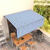 Image de vidaXL Auvent manuel rétractable avec store 4,5x3 m Bleu et blanc