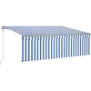 Image de vidaXL Vidaxl Auvent Automatique Rétractable Avec Store 4,5x3 M Bleu Et Blanc