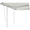 Image de vidaXL Auvent manuel rétractable avec poteaux 3x2,5 m Crème