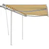 Image de vidaXL Vidaxl Auvent Manuel Rétractable Avec Poteaux 3,5x2,5 M Jaune Et Blanc