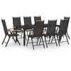 Image de vidaXL Ensemble à manger de jardin 9 pcs aluminium noir