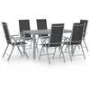 Image de vidaXL Ensemble à manger de jardin 7 pcs aluminium argenté et noir3070636