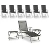Image de vidaXL Salon de jardin 9 pcs Noir et argenté