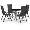 Image de vidaXL Ensemble à dîner de jardin 5 pcs Aluminium et textilène Noir