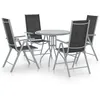 Image de vidaXL Ensemble à dîner de jardin 5 pcs Aluminium et textilène Argenté