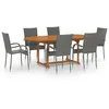 Image de Vidaxl Ensemble De Salle Ã Manger De Jardin 7 Pcs RÃ©sine TressÃ©e Gris