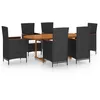 Image de vidaXL Vidaxl Ensemble De Salle À Manger De Jardin 7 Pcs Résine Tressée Noir