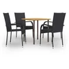 Image de vidaXL Ensemble à manger de jardin 5 pcs Résine tressée Noir