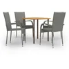 Image de Vidaxl Ensemble De Salle Ã Manger De Jardin 5 Pcs RÃ©sine TressÃ©e Gris