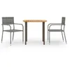 Image de vidaXL Ensemble à manger de jardin 3 pcs Résine tressée Gris3072488