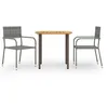 Image de Vidaxl Ensemble De Salle Ã Manger De Jardin 3 Pcs RÃ©sine TressÃ©e Gris