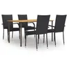 Image de Vidaxl Ensemble De Salle Ã Manger De Jardin 5 Pcs RÃ©sine TressÃ©e Noir