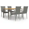 Image de vidaXL Ensemble à manger de jardin 5 pcs Résine tressée Gris
