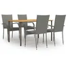 Image de Vidaxl Ensemble De Salle Ã Manger De Jardin 5 Pcs RÃ©sine TressÃ©e Gris