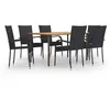 Image de Vidaxl Ensemble De Salle Ã Manger De Jardin 7 Pcs RÃ©sine TressÃ©e Noir