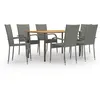 Image de vidaXL Ensemble à manger de jardin 7 pcs Résine tressée Gris