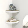 Image de vidaXL Étagères d'angle murales 2 pcs Chêne et blanc 25x25x3,8 cm MDF