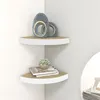 Image de vidaXL Étagères d'angle murales 2 pcs Chêne et blanc 35x35x3,8 cm MDF326640