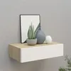 Image de vidaXL Étagère à tiroir murale chêne et blanc 40x23,5x10 cm MDF330249