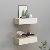Image de vidaXL Étagères à tiroir murales 2 pcs Chêne et blanc 40x23,5x10cm MDF330250