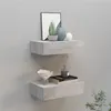 Image de vidaXL Étagères à tiroir murales 2 pcs Gris béton 40x23,5x10 cm MDF330252
