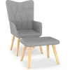 Image de vidaXL Chaise de relaxation avec tabouret Gris clair Tissu