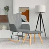 Image de vidaXL Chaise à bascule avec tabouret Gris clair Tissu327622