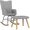 Image de vidaXL Chaise Ã  bascule avec tabouret Gris clair Tissu