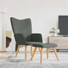Image de vidaXL Chaise de relaxation avec tabouret Gris foncé Tissu327931
