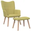 Image de vidaXL Chaise de relaxation avec tabouret Vert Tissu