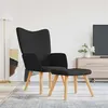 Image de vidaXL Chaise de relaxation avec tabouret Noir Tissu327936