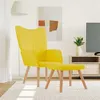 Image de vidaXL Chaise de relaxation avec tabouret Jaune moutarde Tissu327937