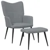 Image de vidaXL Chaise de relaxation avec tabouret Gris clair Tissu