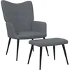 Image de vidaXL Vidaxl Chaise De Relaxation Avec Tabouret Gris Foncé Tissu