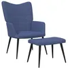 Image de vidaXL Chaise de relaxation avec tabouret Bleu Tissu