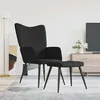 Image de vidaXL Chaise de relaxation avec tabouret Noir Tissu327958