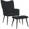 Image de vidaXL Vidaxl Chaise De Relaxation Avec Tabouret Noir Tissu