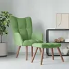 Image de vidaXL Chaise de relaxation avec repose-pied Vert clair Velours328065