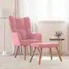 Image de vidaXL vidaXL Chaise de relaxation avec repose-pied Rose Velours
