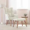 Image de vidaXL Chaise de relaxation avec repose-pied Blanc crème Velours328071