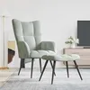 Image de vidaXL Chaise de relaxation avec tabouret Gris clair Velours328084