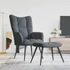 Image de vidaXL Chaise de relaxation avec tabouret Gris foncé Velours328085