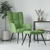 Image de vidaXL Chaise de relaxation avec tabouret Vert clair Velours328087