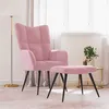 Image de vidaXL Chaise de relaxation avec tabouret Rose Velours328088