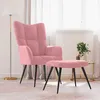 Image de vidaXL Chaise de relaxation avec tabouret Rose Velours