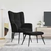 Image de vidaXL Chaise de relaxation avec tabouret Noir Velours328090
