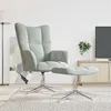Image de vidaXL Chaise de relaxation avec tabouret Gris clair Velours328128