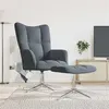 Image de vidaXL Chaise de relaxation avec tabouret Gris foncé Velours328129