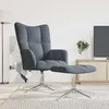 Image de vidaXL vidaXL Chaise de relaxation avec tabouret Gris foncé Velours