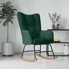 Image de vidaXL Chaise Ã  bascule Vert foncÃ© Velours